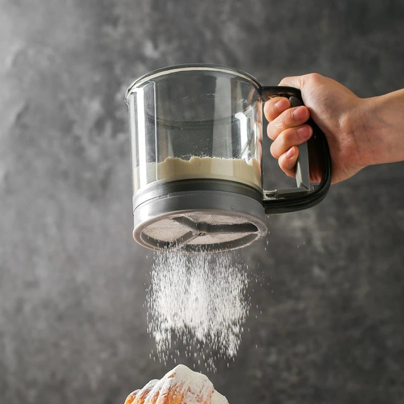 Semi-Automatic Flour Sifter - Non-Stick Baking Sieve