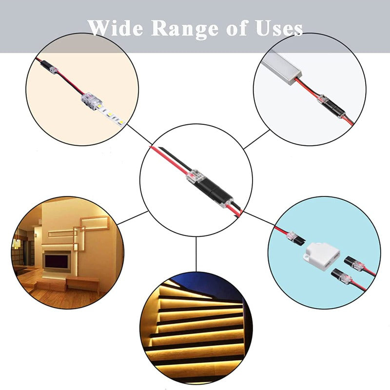 🔥Final 3 Hours: 60% OFF - 🔌2-Pin Solderless Wire Connector – Compact Plug for LED Strips & 18–22 AWG Cables