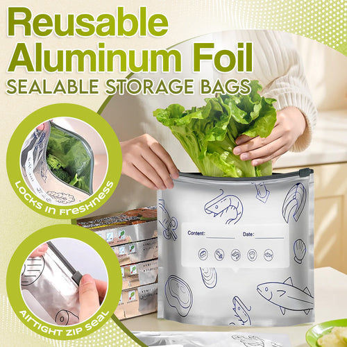 ✨ Reusable Aluminum Foil Sealable Storage Bags | Keep Food Fresh Longer & Organized with Eco-Friendly, Leak-Proof Design ♻️