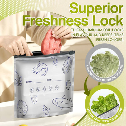 ✨ Reusable Aluminum Foil Sealable Storage Bags | Keep Food Fresh Longer & Organized with Eco-Friendly, Leak-Proof Design ♻️