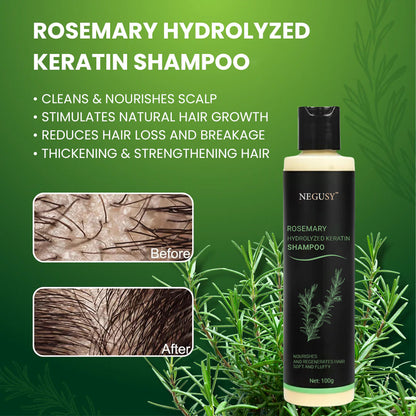 Negusy™ Rosemary Hydrolyzed Keratin Shampoo — Strengthening, Anti-Hair Loss & Scalp-Soothing Formula (30ml)