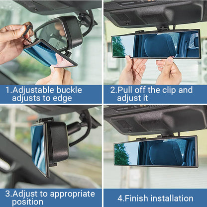 🚗👁️ Wide Curved Car Rearview Mirror – Universal Fit, Easy Install & Expanded Vision for Safer Driving